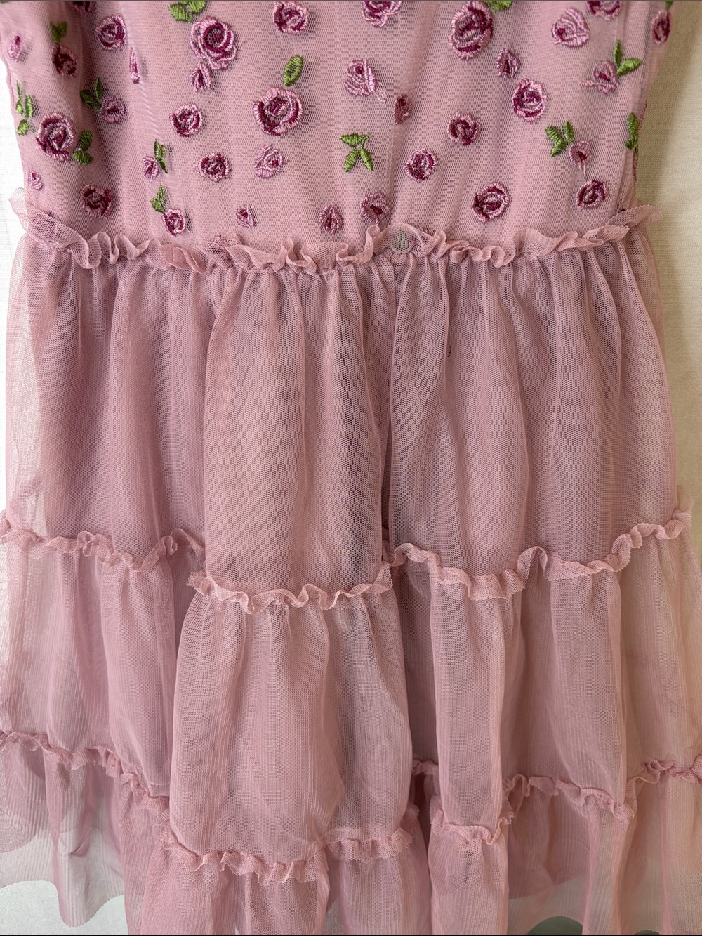 Cat & Jack Girls Mauve Embroidered Floral Tulle Flower Girl Party Dress Size 8 - Picture 5 of 12